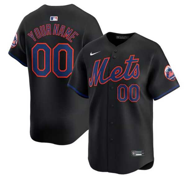 Mens New York Mets Active Player Cutsom 2024 Black Alternate Limited Stitched Baseball Jersey->->Custom Jersey